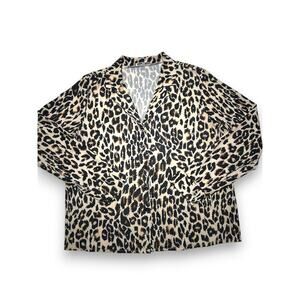Y2K Ecowish Leopard Print Button Up Long Sleeve Size Large